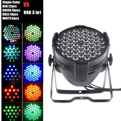 中国 DMX512 LED PARライト 54x3w RGBW 音源制御 LED プラスチックフラットパーライト 54 販売のため