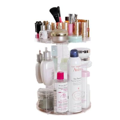 China 360 Degree Revolving Divisoria Rotating Workable Head Vanity Clear Plastic Acrylic Cosmetic Make Up Makeup Organizer For Desk for sale