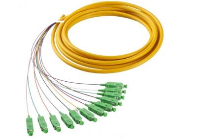 China SC 12 Cores Waterproof Fiber Optic  Patch Cord , 1m - 5m  Fanout Fiber Optic Pigtail for sale