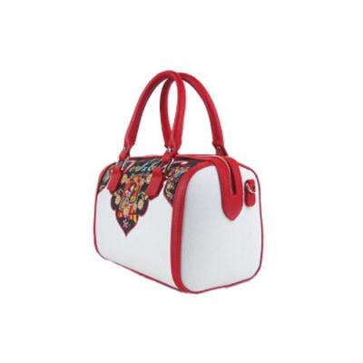 China Fashion Hot Sale Genuine Leather Lady Handbag Red Boston Bag for sale