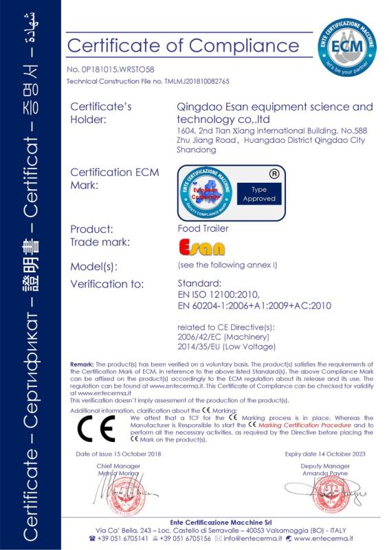 CE - Qingdao Esan Equipment Science And Technology Co., Ltd.