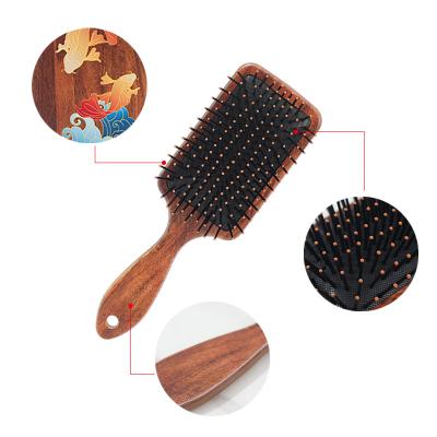 China For Home Use Effect Baihe Wooden Hair Comb Professional Vintage Manufacturer Fake Hair Brush With Flower Printing for sale