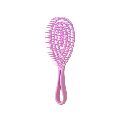 China For Home Use Baihe Customized Hot Selling Large Curved Plastic Handle Comb Hair Comb Pink Hollow Plastic Hair Brush for sale