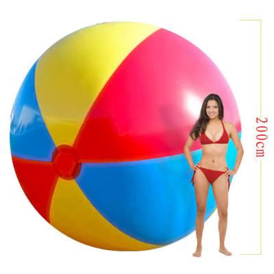 China Super Inflatable Toy 200cm Large Rainbow Inflatable Beach Ball In Stock for sale