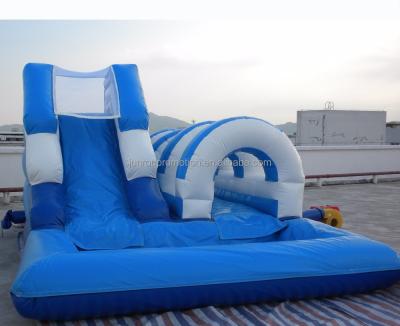 China 0.55mm 18oz pvc vinyl funny inflatable slide with pool,adult inflatable tunnel water slide for sale SL-57 for sale