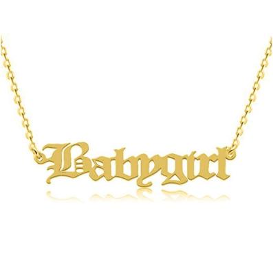 China TRENDY Old English Name Necklace - Stainless Steel & 24K Gold Plated - Personalized Custom Nameplate Charm Chain for sale