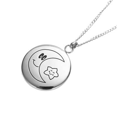 China LOORDON Cute Stainless Steel I Love You To The Moon And Star Back Moon Pendant Necklace for sale