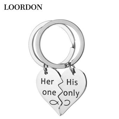 China Stock Fashion LOORDON Stainless Steel Couple Its Its Only Keychains for sale