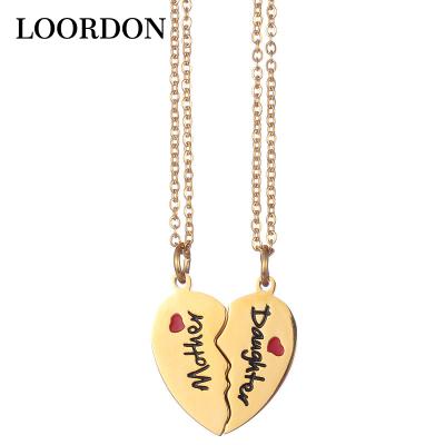 China LOORDON Cute Stainless Steel Couples Heart Mother Daughter Pendants Necklaces for sale