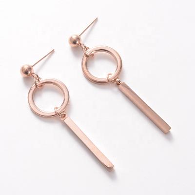 China FASHIONABLE LOORDON Shape Stainless Steel Stud Earrings Creative Jewelry Rose Gold Circles Bar Earrings for sale