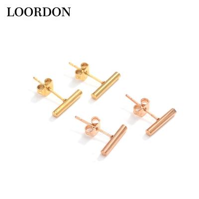 China LOORDON Fashion Jewelry Current Hot Selling Minimalist Women's 316L Stainless Steel Round Bar Stud Earrings for sale