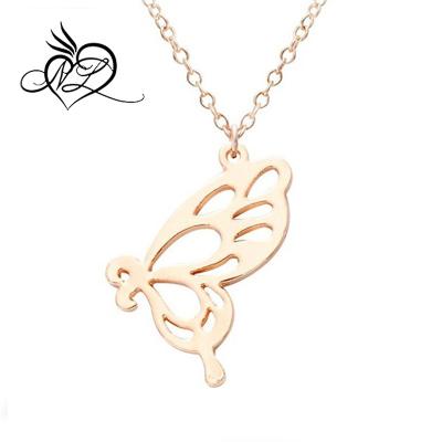 China Cute Hollow Butterfly Pendant Necklace Cute Stainless Steel Teen Necklace for sale