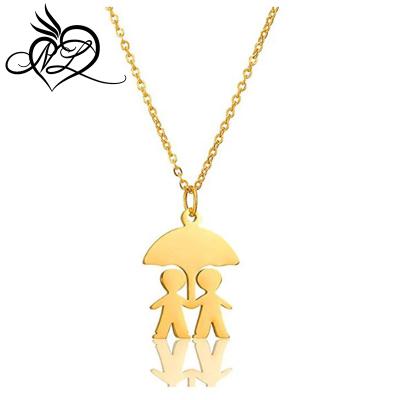 China Cute Mother's Necklace Two Kids Twins Family Pendant Necklace for sale