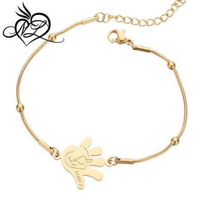 China TRENDY Stainless Steel Gold Plating Hand Bracelets I Love You for sale