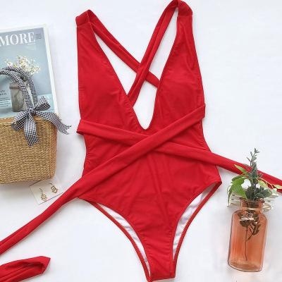 China Sexy Plus Size Women's Sexy Jumpsuit Swimwear New Arrival Beach Wear One-Piece Fashion Jacquard Fabric Swimwear for sale