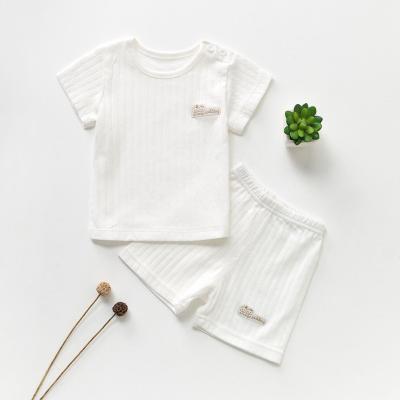 China New casual high quality wholesale cotton shorts short sleeves two pieces of children's clothing set for sale