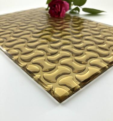 China Scandinavian Customized Treatment Gold Patterned Cast Glass Panels Decor Glass Hot Melt Glass For Interior Decoration for sale