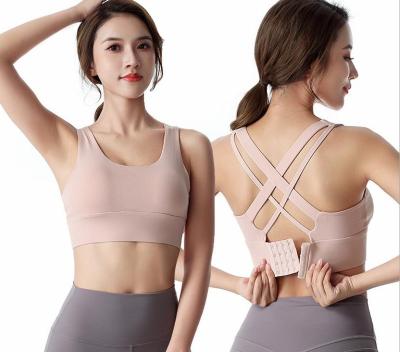 China High Quality Breathable Cross Elastic Back Shockproof Fitness Beauty Impact Yoga Sports Running Bra For Women for sale