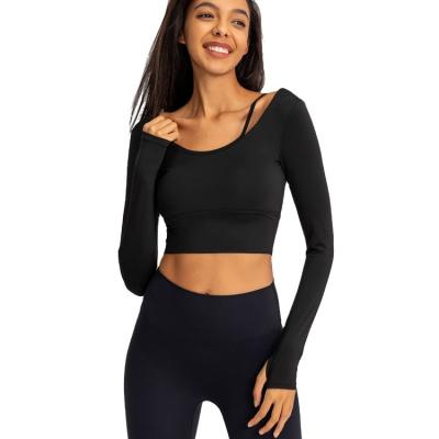 China New Fashion Breathable Design Long Sleeve Girls Yoga Tank Tops Women Fitness Sports Crop Tops Shirts For Women for sale