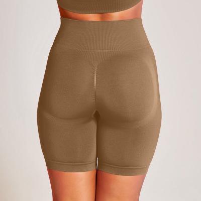 China Wholesale Breathable Gym Women Sports Slim Fit High Waist Ribbed Single Waisted Bike Sport Fitness Yoga Shorts for sale