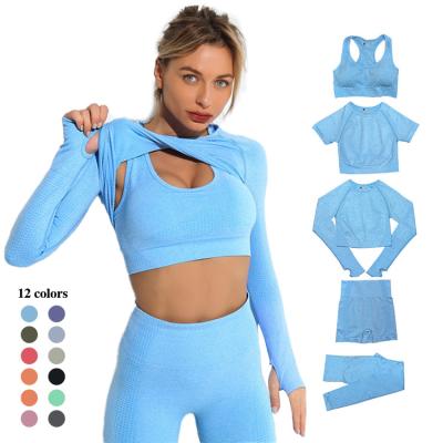 China Wholesale Breathable Fitness Yoga Wear 5PCS Workout Women Gym Seamless Sets for sale