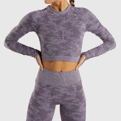 China 2022 breathable high quality crop top and leggings set seamless running workout fitness clothing women yoga sets for sale