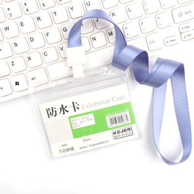 China High Fashion Exhibition Card Holder Transparent Waterproof PVC Badge ID Working Card Holder with Neck Strap for Worker Student for sale