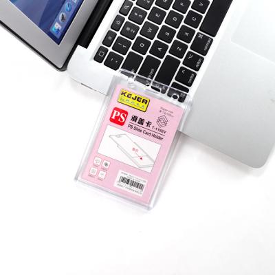 China Hot Selling Clear PS Design Worker Card Holder Business Card Holder With Seal Strip for sale