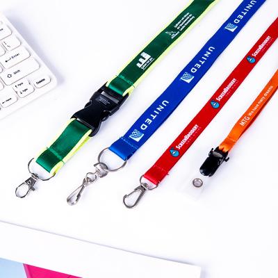 China Custom Logo Printing Lanyard Buckle Kejea Polyester Spring Neck Strap Polyester Nylon Lanyard for sale