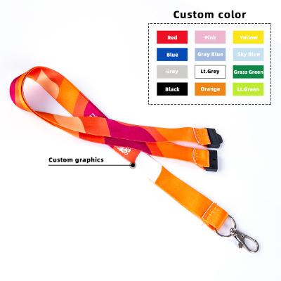 China Factory Supply Polyester Promotional Custom Lanyards Full Color Printing Neck Straps With Logo Custom Keychain for sale