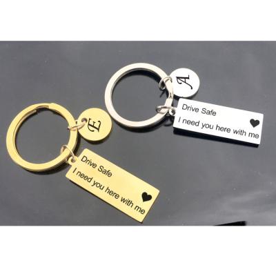 China Fashion Key Chain Cheap Cost-effective Couple Stamped Small Key Chain Engraved Key Chain Gift for sale