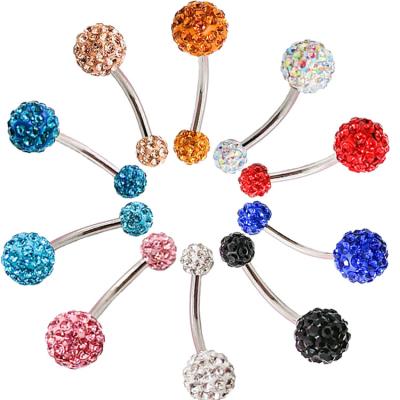 China Popular Belly Button Ring Crystal Belly Navel Belly Ring Modern Stainless Steel Hiphop Medical Navel Belly Button Ring for sale