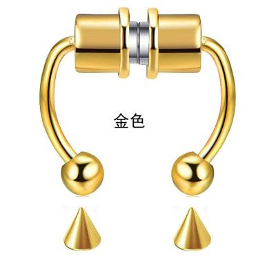 China 2021 Hiphop Stainless Steel Body Jewelry Magnet Nose Clip Non-Puncture Fake Nose Ring for sale