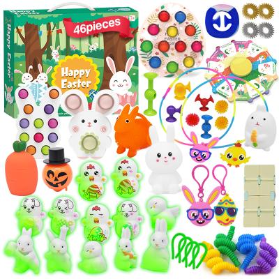 China Easter Toy Push Bubble Easter Day Sensory Toys Set Relaxing Squeeze Toys 24 Pack Toy Calendar Easter Stirring People Set Easter Gift for sale