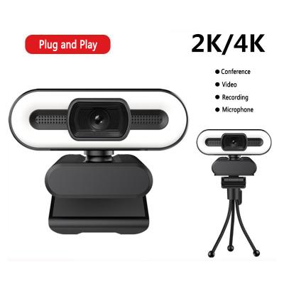 China Fill Light Camera 1080P 2K 4K HD Computer Camera with Rotatable Fill Light Laptop Web Camera PC Video Recording Webcam with Microphone for sale