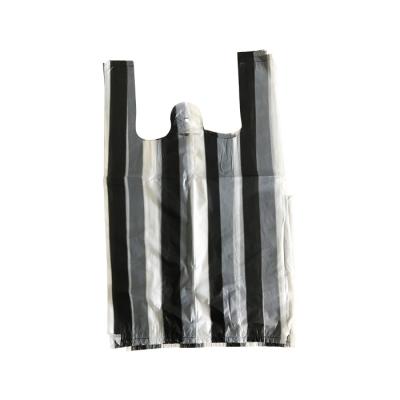 China Recyclable biodegradable pe stripe plastic t shirt bags for sale for sale