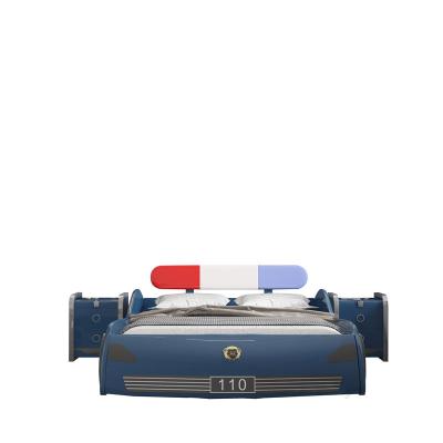 China Factory Sale Police Car Shape Child Shape Modern Blue Twin Bed Size Solid Wood Car Beds for sale