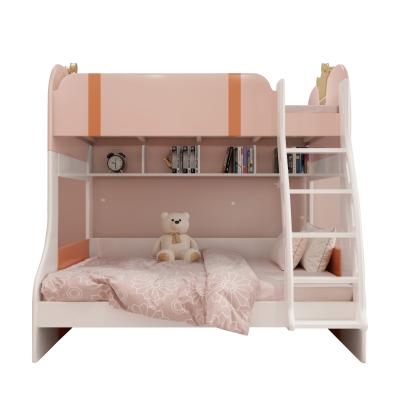 China (Other) New Design Pink Adjustable Bunk Bed With Storage Children's Double Bed Princess Multifunctional Solid Wood Bed for sale