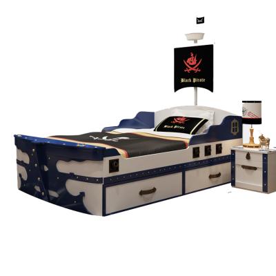 China Solid Wood Creative One Piece Children's Bed Pirate Ship Single Bed Boy and Girl Hotel Furniture Children's Environmental Personality Materials for sale