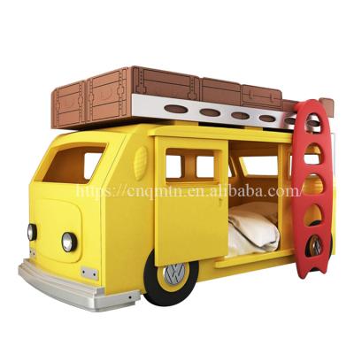 China Modern custom creative solid wood bus theme bunk bed boys and girls bed villa kids furniture for sale