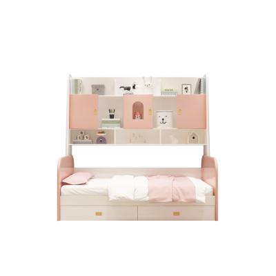 China Wholesale Modern Pink Pine Furniture Girls Room Solid Wood Toddler Bed Single Bed with Storage and Drawers for sale