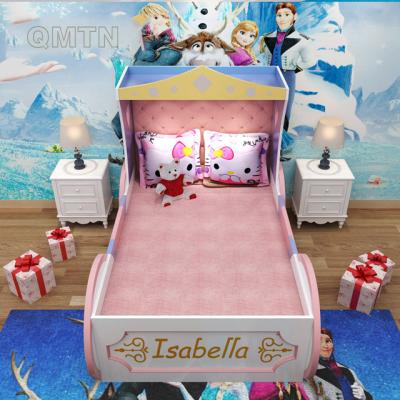 China Modern Cheap Pink Kids Single Beds Furniture Girls Single Bed Carriage Bed for sale