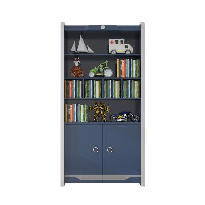 China Modern Trendy Modern Kids Bedroom Furniture Set Bookcase Wood Blue Bookcase Furniture Simple Denim Bookcases With Doors for sale