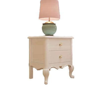 China Hot Selling Storage Bedside Table Two Drawer Bedroom Furniture Pine Princess Style Modern Bedside Table for sale