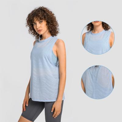 China Breathable Ladies 2022 Spring Summer Soft Jacquard Fabric Training Tanks Fitness Gym Lightweight Breathable Tank Top for sale