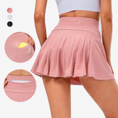 China SKIRTS Women Tennis Wear Pleated Casual Sports Tennis Skirts High Waisted Lining Shorts Athletic Running Golf Skorts Skirts With Pockets for sale