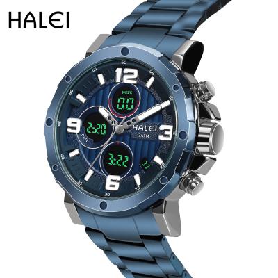 China Original Automatic Date HALEI Watch Brand Luxury Men Watch Fashion Stainless Steel Water Proof Men's Quartz Watches for sale