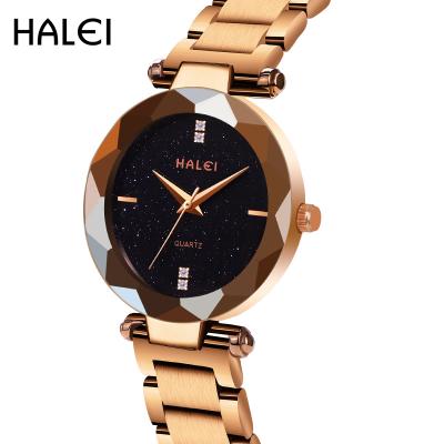 China Original HALEI Water Resistant Brand Ladies Watch Fashion Watch Water Proof Women Quartz Stainless Steel Luxury Female Watches for sale