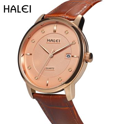 China HALEI Water Resistant Fashion Premium Brand Watch Luxury Mens Watch Water Proof Mens Quartz High Quality Genuine Leather Watches for sale