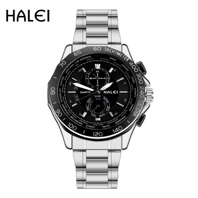 China HALEI Waterproof Watch Brand Fashion Luxury Men Watch Business Waterproof Stainless Steel Men's Quartz Watches for sale